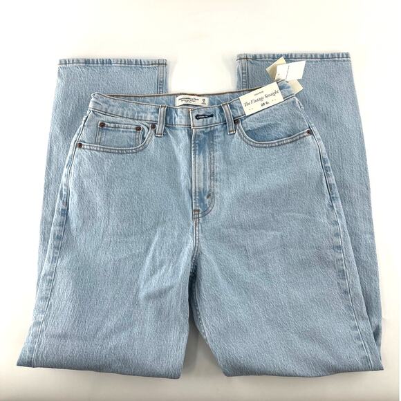 Abercrombie & Fitch Light Blue High Rise Vintage Straight Jeans Size 28 - Picture 6 of 11